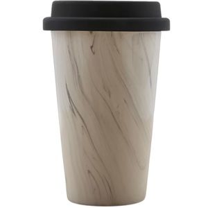 Urban Outfitters UO Home White Marble Ceramic Mug With Black Rubber Lid